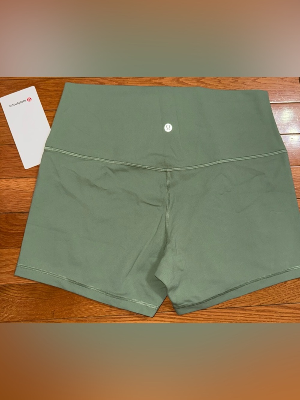 NWT lululemon athletica High-Rise Olive Green Workout Shorts - Picture 2 of 4